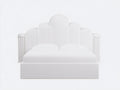 Camas dobles tapizadas 215 x 180 x 155 cm - Blanco - Diseño elegante con cabecero festoneado