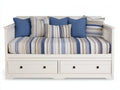 Sofás cama de madera con 2 cajones 209x99x94 cm - blanco azul y beige - diseño costero para dormitorio