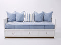 Sofás cama de madera con 3 cajones 210x98x88 cm - blanco y azul - diseño marinero para dormitorio