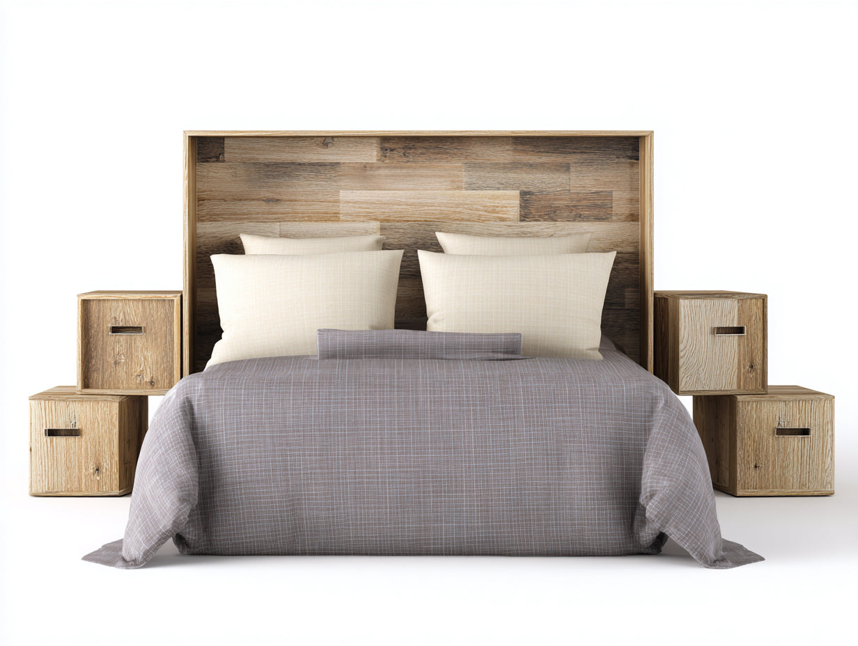 Cama doble de madera 200x160x120 cm - roble natural - diseño moderno