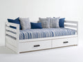 Sofás cama de madera con 2 cajones 205x95x90 cm - blanco y azul - diseño marinero para dormitorio