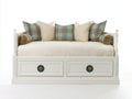 Sofás cama de madera 205 x 101 x 93 cm - Blanco y verde salvia - Diseño clásico con 2 cajones integrados