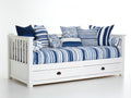 Sofás cama de madera con 2 cajones 208x98x91 cm - blanco y azul - diseño marinero para dormitorio