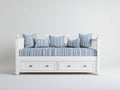 Sofás cama de madera con 2 cajones 208x98x102 cm - blanco y azul - diseño clásico marinero para dormitorio