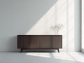 Mueble recibidor de madera 180 x 45 x 78 cm - Marrón oscuro - Diseño minimalista con 4 puertas