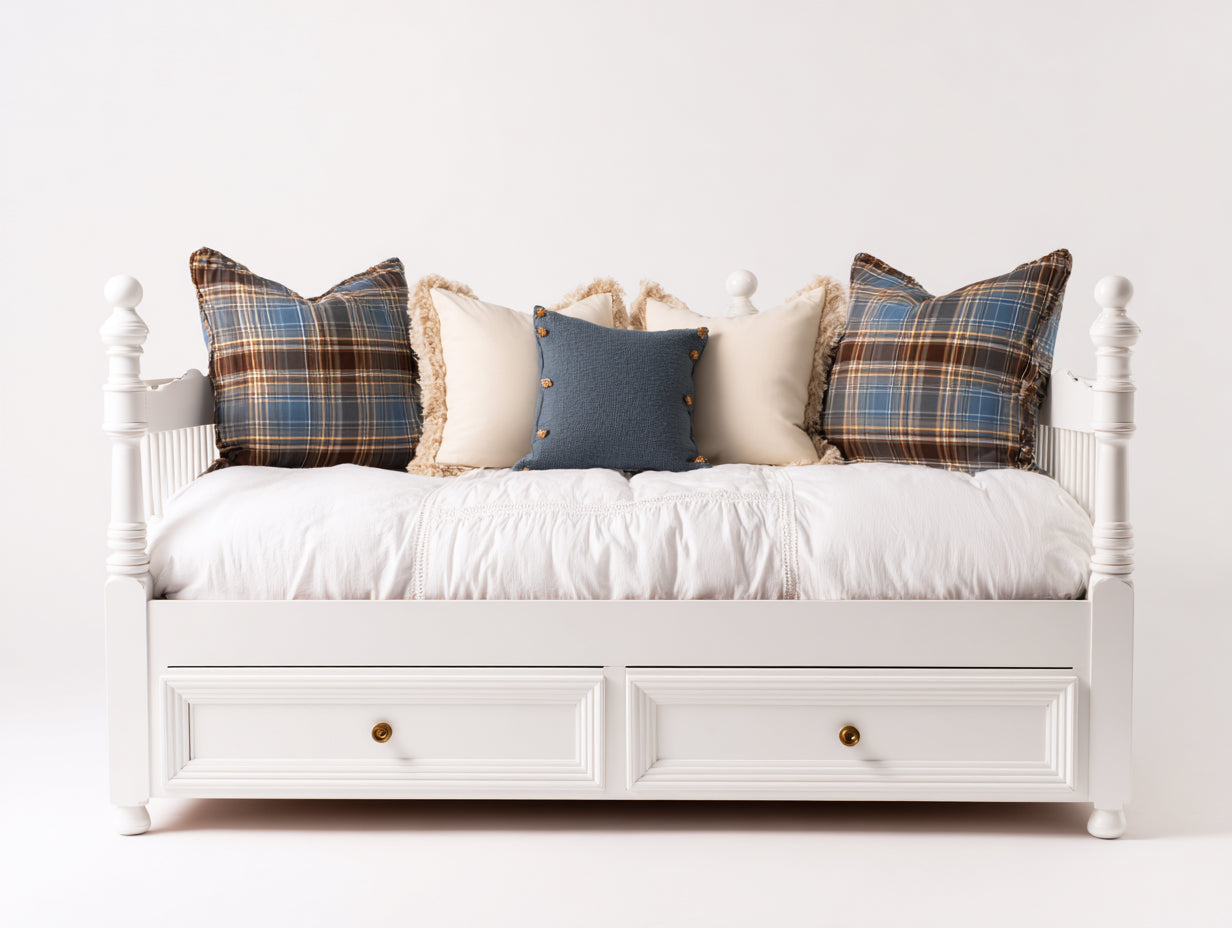 Sofás cama de madera con 2 cajones 205x96x100 cm - blanco - diseño clásico para dormitorio