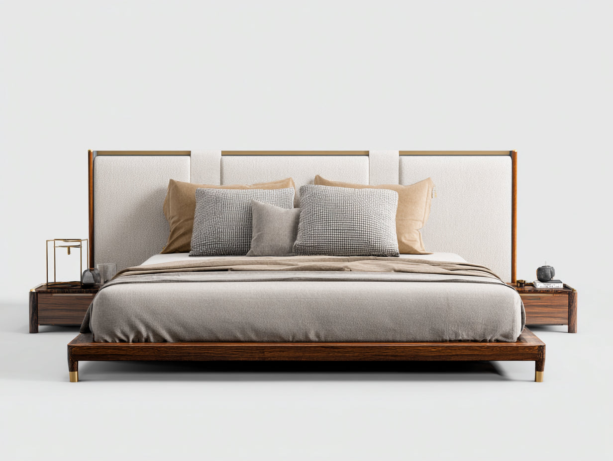 Cama doble de madera 200x160x110 cm - marrón oscuro - diseño moderno