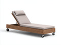 Tumbonas de ratán trenzado regulables con ruedas 200x72x95 cm - marrón natural - diseño móvil para terraza y jardín