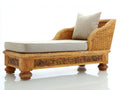 Tumbonas de ratán y madera tallada 182 x 82 x 90 cm - Marrón natural - Diseño artesanal con respaldo curvo y reposabrazos
