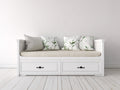 Sofás cama de madera con 2 cajones 205x95x92 cm - blanco y beige - diseño clásico para dormitorio