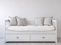 Sofás cama de madera con 2 cajones 205x96x90 cm - blanco y gris claro - diseño nórdico para dormitorio