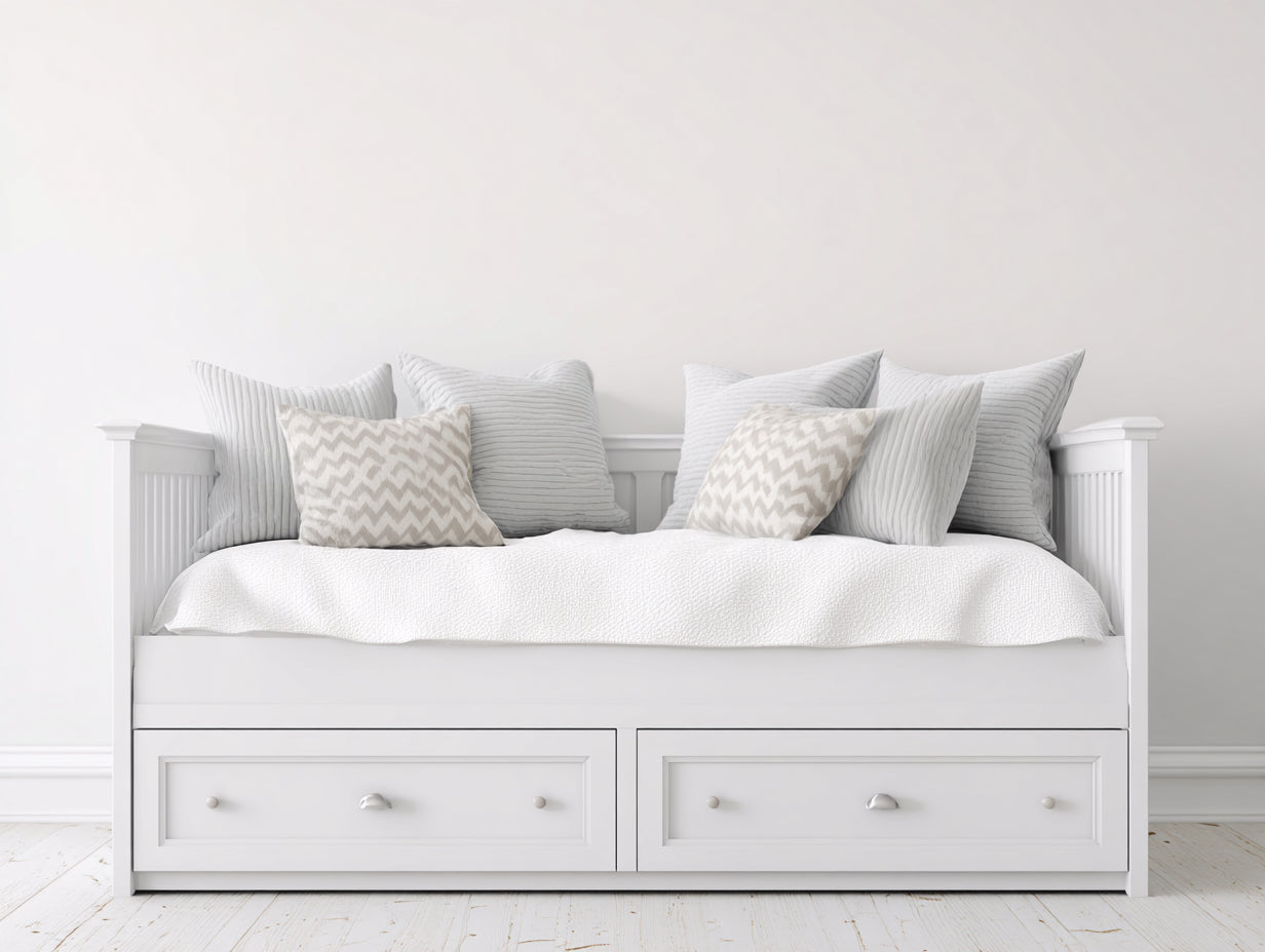 Sofás cama de madera con 2 cajones 207x97x92 cm - blanco - diseño clásico para dormitorio